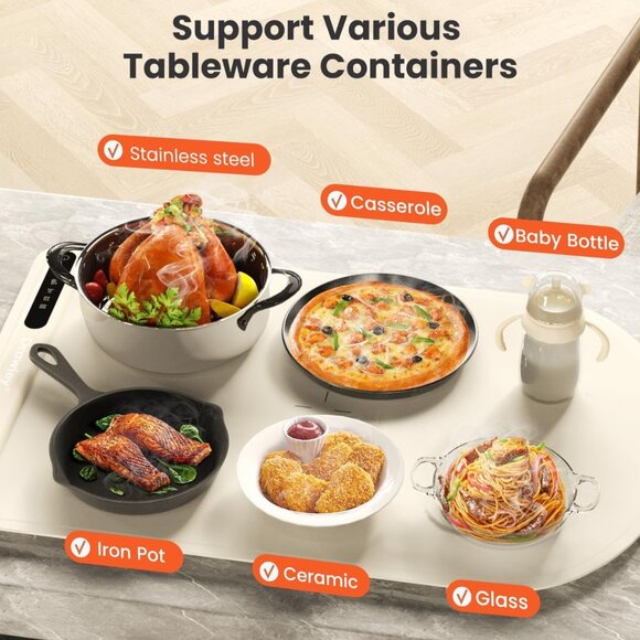 Electric Food Warming Mat for Heating - Portable Foldable Silicone Warming Tray - Picture 5 of 8